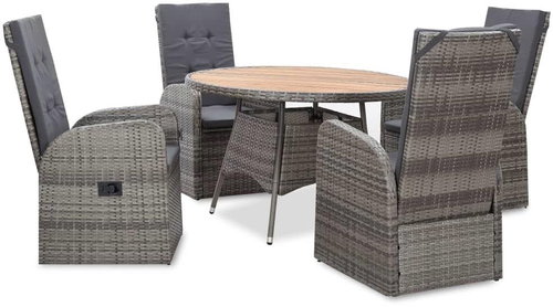 5-piece garden dining set polyrattan and acacia wood gray 46059 46059 - Garden Furniture - Main image