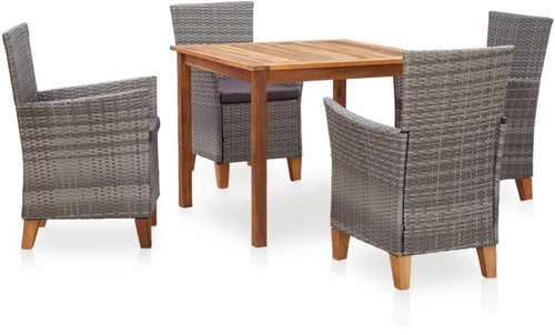 5-piece garden dining set polyratan and solid acacia gray 46000 46000 - Garden Furniture - Main image
