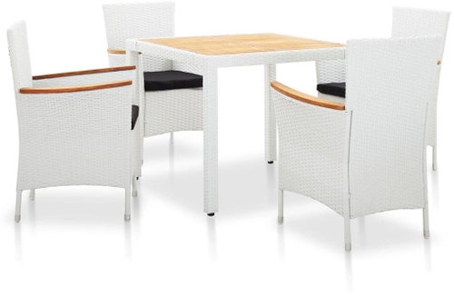 5-piece garden dining set white polyrate 45982 45982 - Garden Furniture - Main image