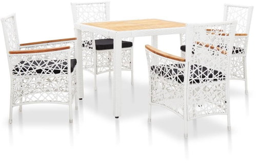 5-piece garden dining set white polyrattan 45998 45998 - Garden Furniture - Main image