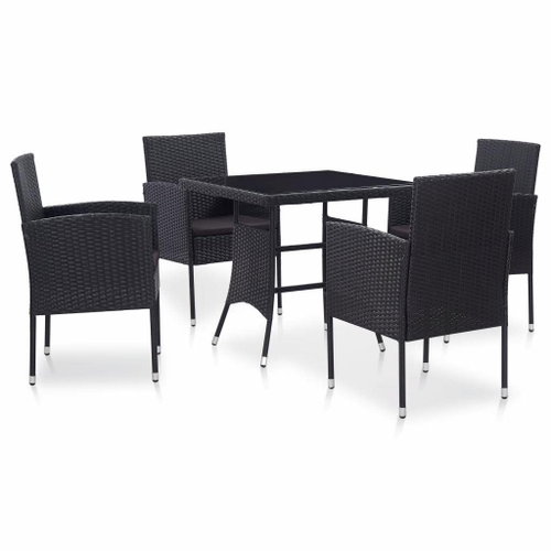 5-piece garden dining set polyratt black 46402 46402 - Garden Furniture - Main image
