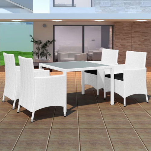 5-piece garden dining set polyratan creamy white 42502 42502 - Garden Furniture - Main image