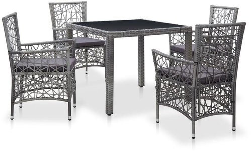 5-piece garden dining set polyratan gray 45994 45994 - Garden Furniture - Main image
