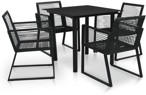 5-piece garden dining set PVC rattan black 48573 48573 - Garden Furniture - Main image