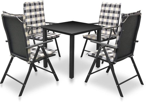 5-piece garden dining set with cushions aluminum black 42778 42778 - Garden Furniture - Main image