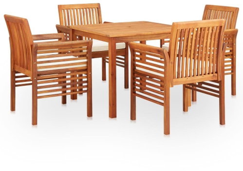 5-piece garden dining set with cushions solid acacia wood 278896 278896 - Garden Furniture - Main image