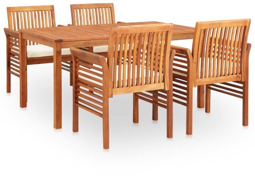 5-piece garden dining set with cushions solid acacia wood 278897 278897 - Garden Furniture - Main image