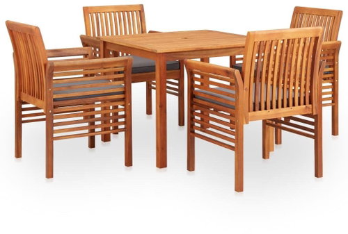 5-piece garden dining set with cushions solid acacia wood 278902 278902 - Garden Furniture - Main image
