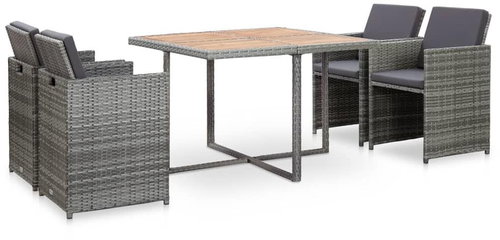 5-piece garden dining set with cushions anthracite polyrate 46386 46386 - Garden Furniture - Main image