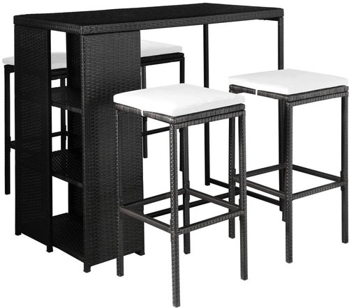 5-piece garden dining set with black polyrattan cushions 44177 44177 - Garden Furniture - Main image