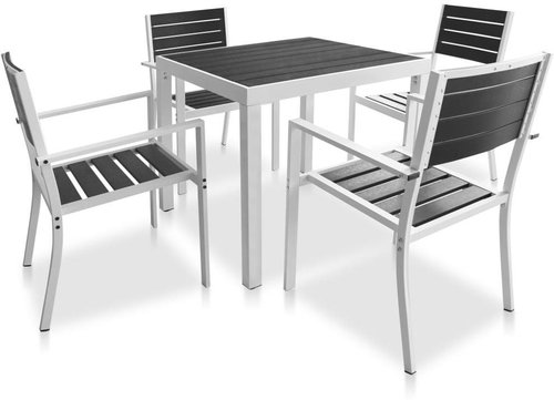 5-piece garden dining set with WPC table top aluminum black 42811 42811 - Garden Furniture - Main image