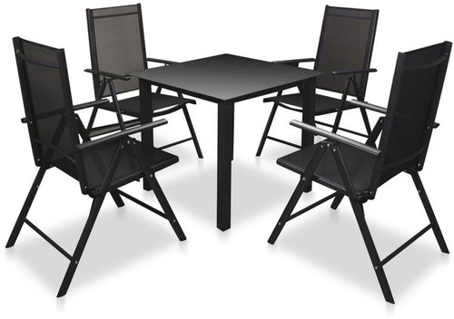 5-piece garden dining set with folding chairs aluminum black 42767 42767 - Garden Furniture - Main image