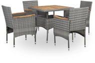 5-piece garden dining set gray polyrattan and acacia wood 46168 46168 - Garden Furniture
