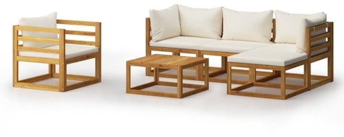 6-piece garden sofa cream cushion solid acacia 3057635 3057635 - Garden Furniture - Main image