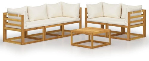 6-piece garden sofa cream cushion solid acacia 3057641 3057641 - Garden Furniture - Main image
