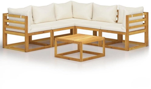 6-piece garden sofa cream cushion solid acacia 3057643 3057643 - Garden Furniture - Main image