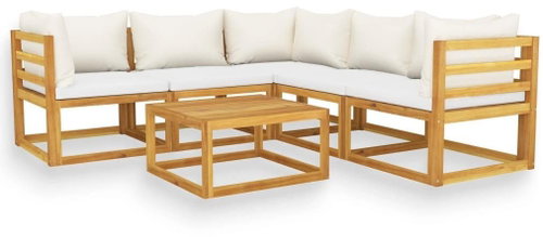 6-piece garden sofa cream cushion solid acacia 3057656 3057656 - Garden Furniture - Main image
