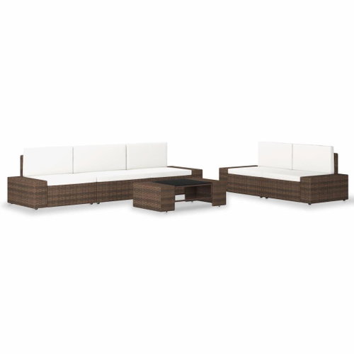 6-piece garden sofa polyratt brown 3054588 3054588 - Garden Furniture - Main image