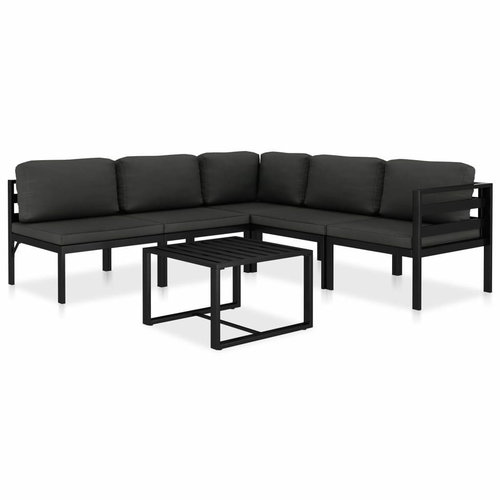6-piece garden sofa with cushions aluminum anthracite 49230 49230 - Garden Furniture - Main image