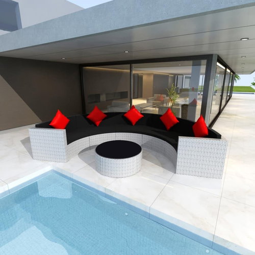 6-piece garden sofa with cushions polyratt white 43077 43077 - Garden Furniture - Main image