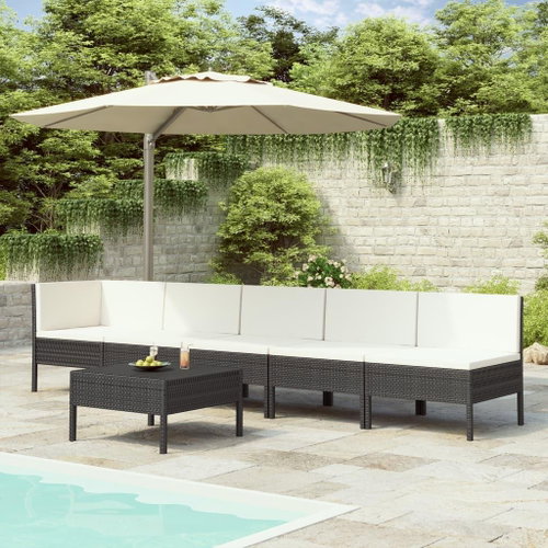 6-piece garden sofa with cushions polyratan black 3056772 3056772 - Garden Furniture - Main image