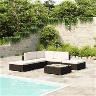 Záhradný nábytok 6-dielna záhradná sedacia súprava s poduškami polyratan čierna 41257 41257 - Zahradní nábytek