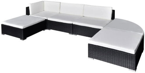 6-piece garden sofa with cushions polyratt black 41273 41273 - Garden Furniture - Main image