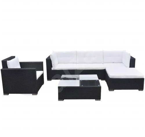 6-piece garden sofa with cushions polyratan black 41874 41874 - Garden Furniture - Main image