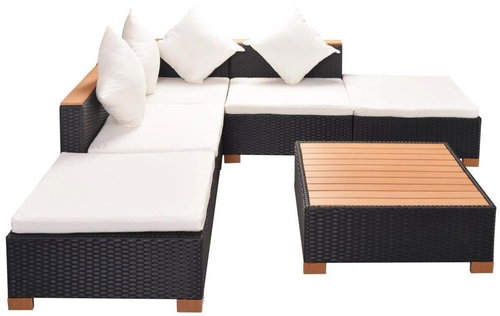6-piece garden sofa with cushions polyratt black 42755 42755 - Garden Furniture - Main image