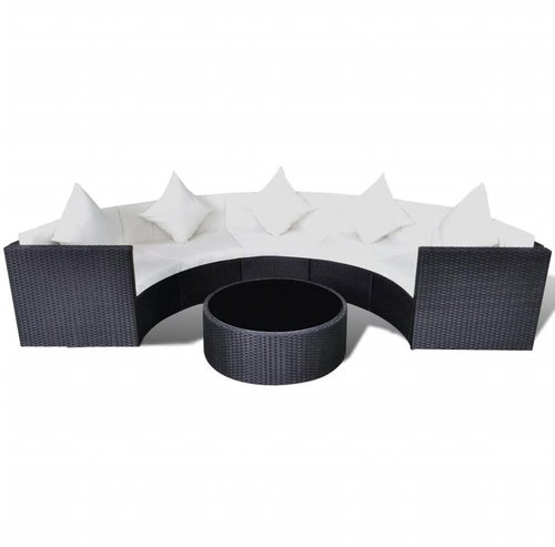6-piece garden sofa with cushions polyratt black 43061 43061 - Garden Furniture - Main image