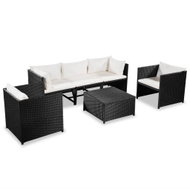 6-piece garden sofa with cushions polyratan black 44192 44192 - Garden Furniture