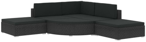 6-piece garden sofa with cushions polyratt black 46752 46752 - Garden Furniture - Main image