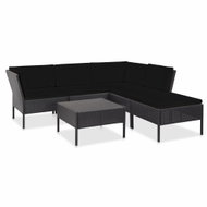 6-piece garden sofa with cushions polyrattan black 48941 48941 - Garden Furniture
