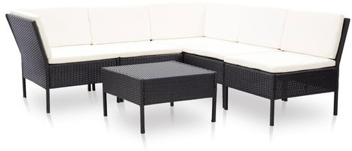 6-piece garden sofa with cushions polyratan black 48948 48948 - Garden Furniture - Main image