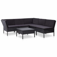 6-piece garden sofa with cushions polyratan black 48949 48949 - Garden Furniture