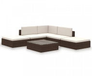 6-piece garden sofa with cushions polyratt brown 41256 41256 - Garden Furniture