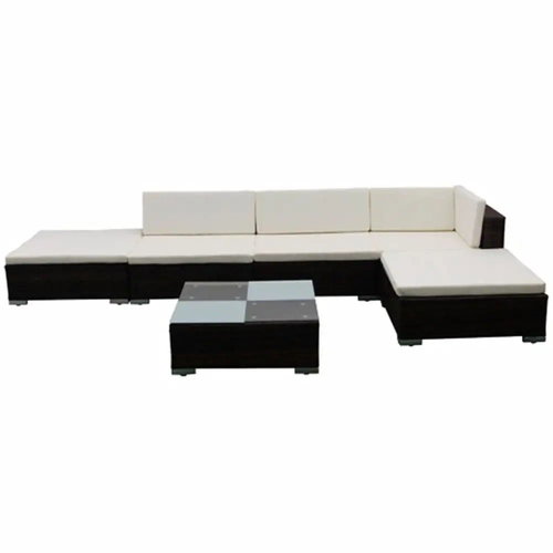 6-piece garden sofa with cushions polyrattan brown 42085 42085 - Garden Furniture - Main image
