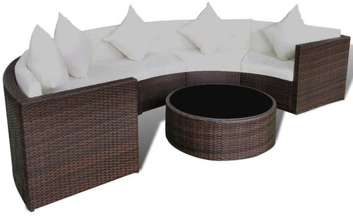 6-piece garden sofa with cushions polyratt brown 43060 43060 - Garden Furniture - Main image