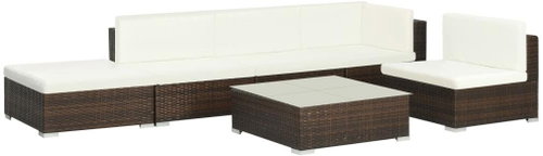 6-piece garden sofa with cushions polyrattan brown 44603 44603 - Garden Furniture - Main image