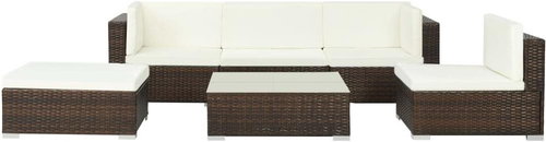 6-piece garden sofa with cushions polyratt brown 44606 44606 - Garden Furniture - Main image