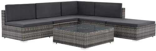 6-piece garden sofa with cushions polyrattan gray 44604 44604 - Garden Furniture - Main image
