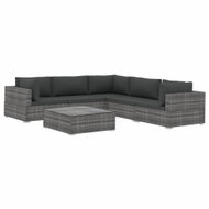 6-piece garden sofa with cushions polyrattan gray 46771 46771 - Garden Furniture