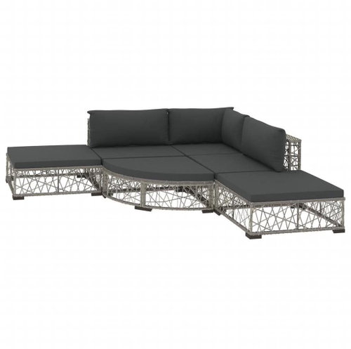 6-piece garden sofa with cushions polyrattan gray 46807 46807 - Garden Furniture - Main image