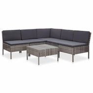 6-piece garden sofa with cushions polyrattan gray 48938 48938 - Garden Furniture
