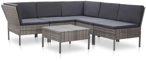 6-piece garden sofa with cushions polyrattan gray 48950 48950 - Garden Furniture - Main image