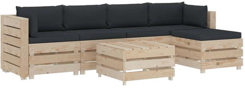 6-piece pallet garden sofa + anthracite cushions 3051771 3051771 - Garden Furniture - Main image