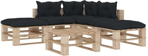6-piece pallet garden sofa + anthracite cushions 3052235 3052235 - Garden Furniture - Main image