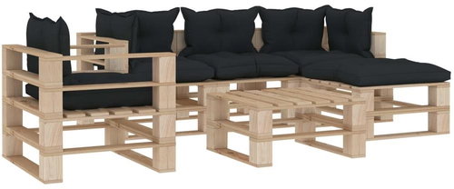 6-piece garden sofa made of pallets + anthracite cushions 3052238 3052238 - Garden Furniture - Main image