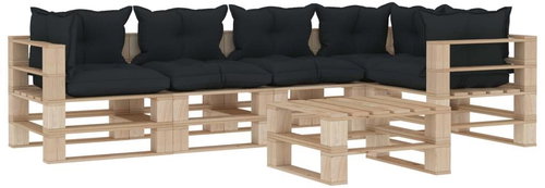 6-piece pallet garden sofa + anthracite cushions 3052239 3052239 - Garden Furniture - Main image