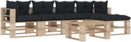 6-piece garden sofa made of pallets + anthracite cushions 3052246 3052246 - Garden Furniture